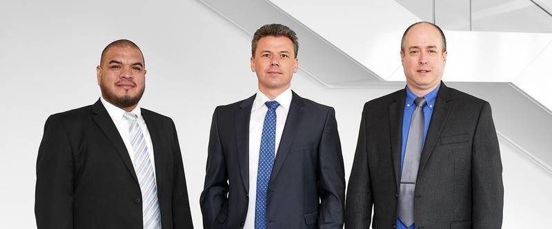 [Translate to English:] David Aguirre (Geschäftsführer SKS Welding Systems, Mexico), Thomas Klein (Geschäftsführer SKS Welding Systems, Deutschland), Dave Marsh (Geschäftsführer SKS Welding Systems, USA)