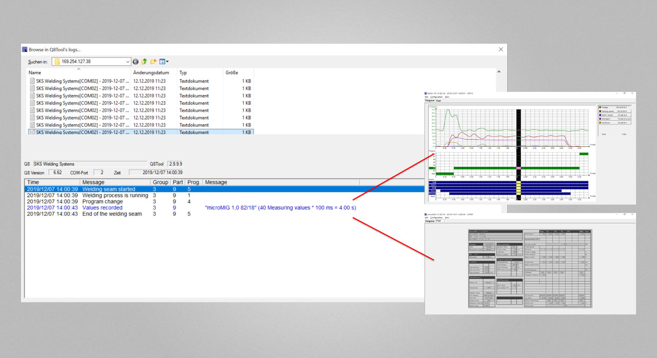 SKS welding data recording: Q8Logging