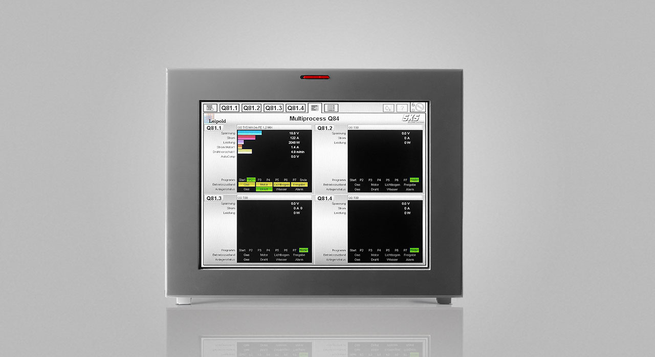 Die Schweissprozesssteuerung Q84r mit Touch-Screen kann bis zu vier Stromquellen gleichzeitig steuern.