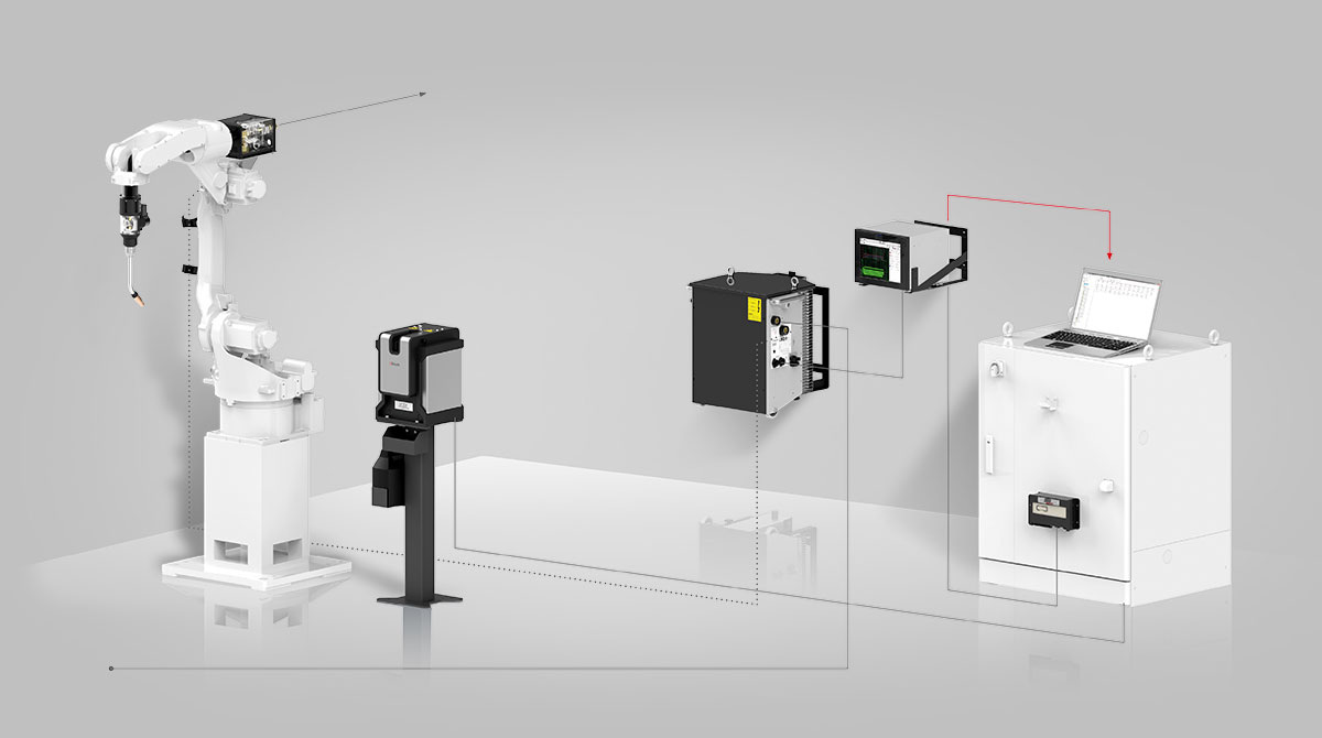 SKS Welding Systems Systemübersicht: Schweißmaschine mit allen Komponenten und Kabelverbindungen